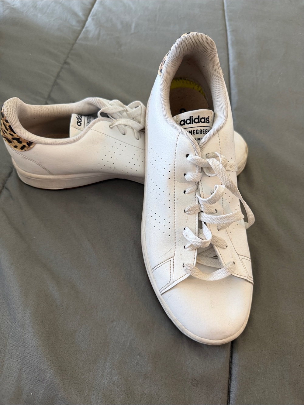 adidas White Women’s Low-Top Sneakers with Leopard Heel Detail